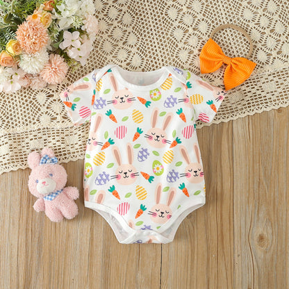 Easter Cotton Bunny Trousers and Hair Tie Three-piece Set
