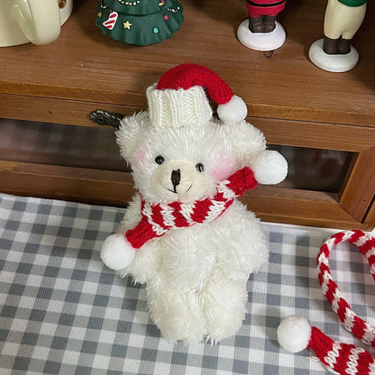 Christmas Bear Plush Toy Keychain