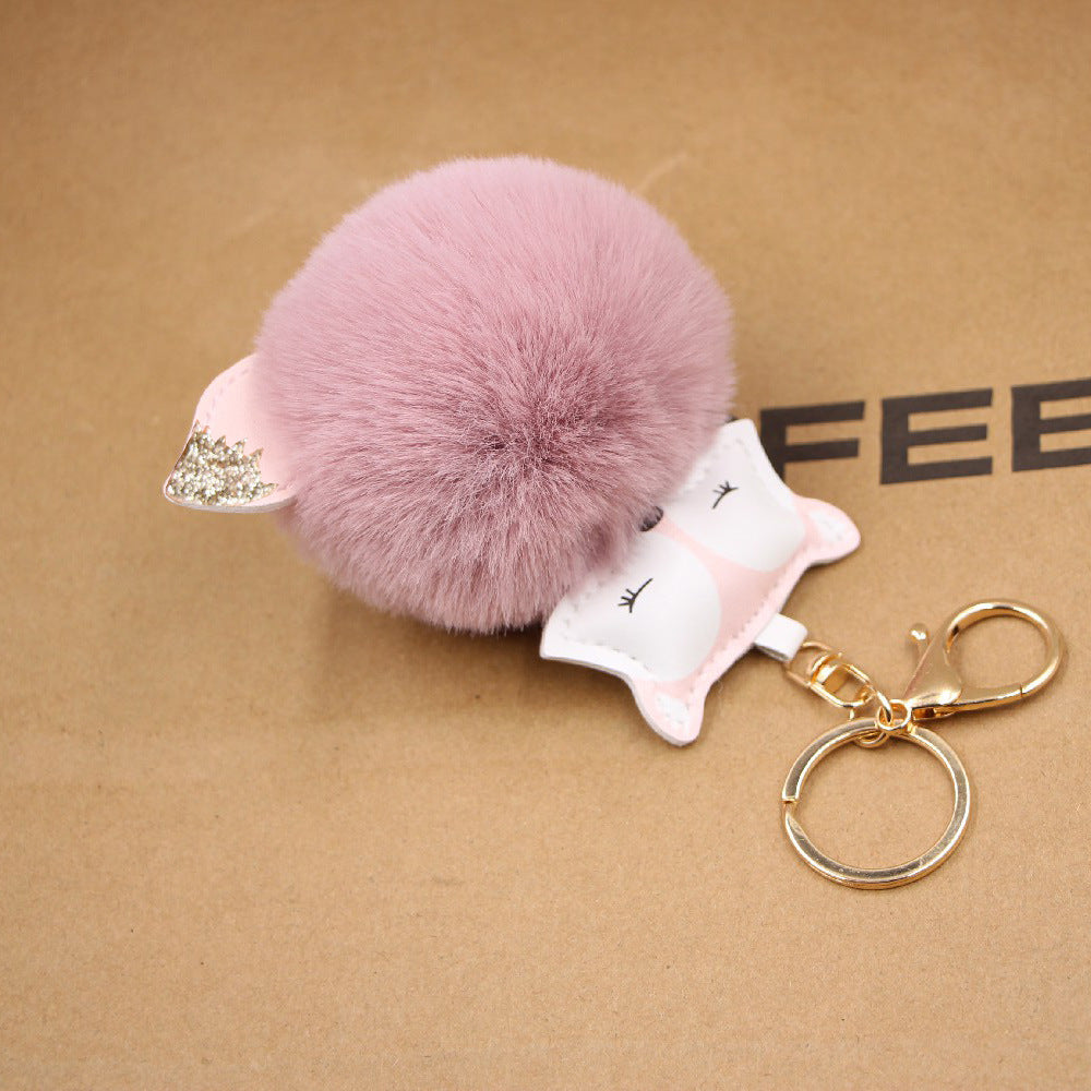 Fox Pu Leather Plush Bag Keychain