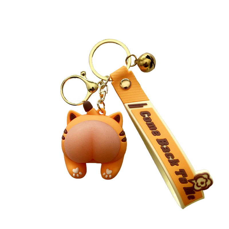Cartoon Q Elastic Butt Decompression PVC Soft Glue Keychain