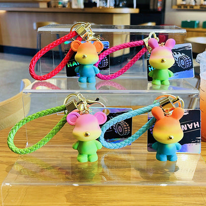Cartoon Gradient Color Bear PVC Soft Glue Creative Keychain