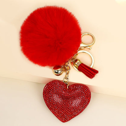 of 50pcs Velvet Inlaid Diamond Heart Tassel Zinc