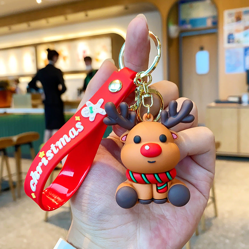 Christmas Cartoon Soft Santa Claus Christmas Tree Keychain