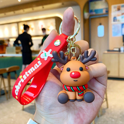 Christmas Cartoon Soft Santa Claus Christmas Tree Keychain