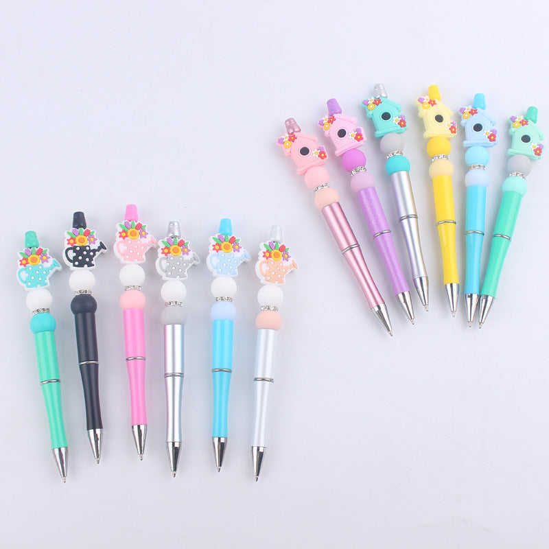 Beaded Pens DIY Cute Cartoon Vase Flower House