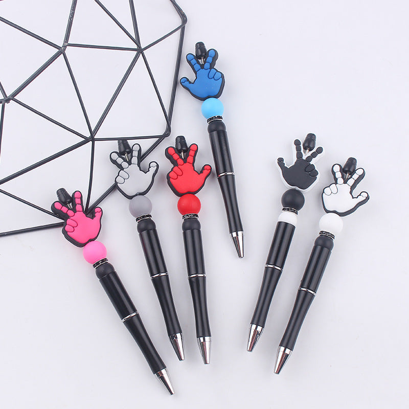 Beaded Pens DIY Handmade Palm Silicone Beads Black