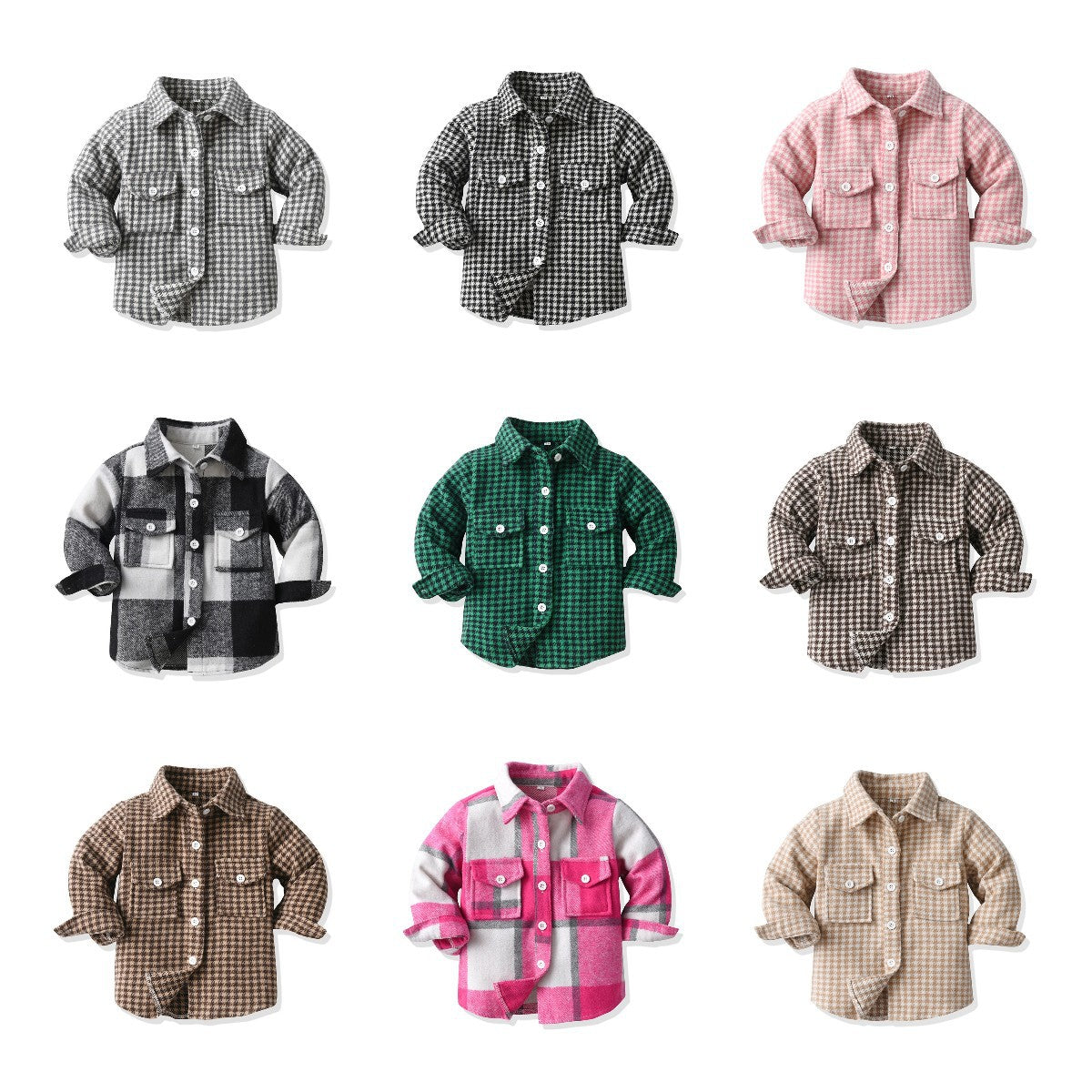 Wholesale Children's Cotton Long Sleeved Plaid Shirts