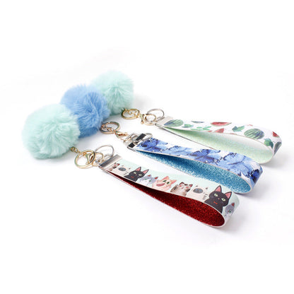 PU Leather Fur Ball Keychain