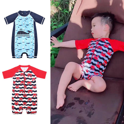Boys Cartoon Sunscreen Hot Spring Siamese Swimwear