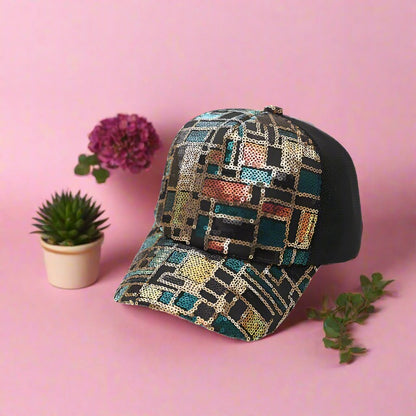Colorful Sequin Mesh Breathable Stitching Children's Baseball Cap