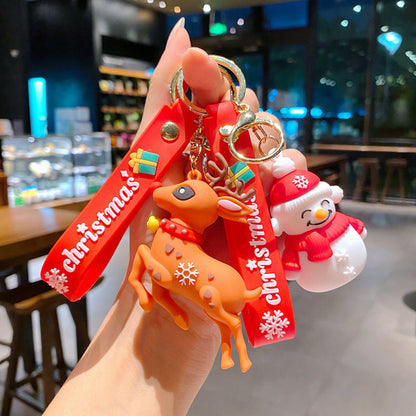 Cartoon Cute Santa Claus Christmas Tree PVC Soft Keychain