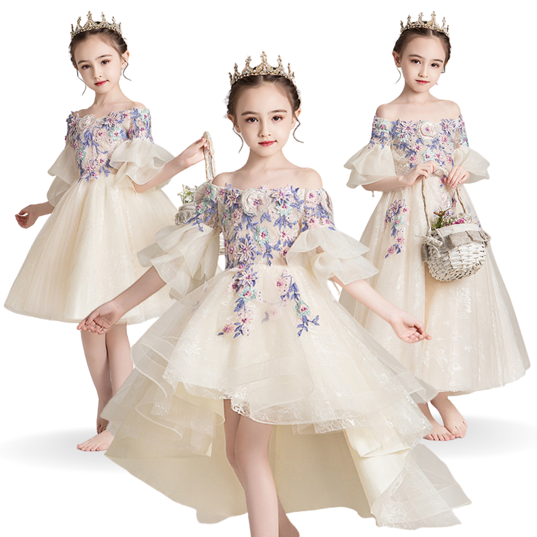 Off Shoulder Floral Design Elegant Formal Party Dress