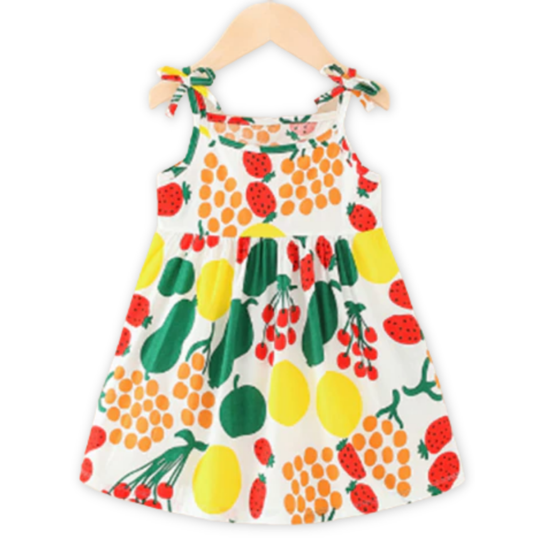Sweet Prints Ribbon Strap Baby Girl Sundress
