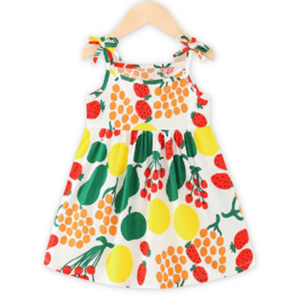 Sweet Prints Ribbon Strap Baby Girl Sundress