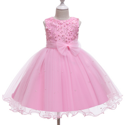Multi Layer Mesh Beaded Top Wedding Flower Girl Party Dress