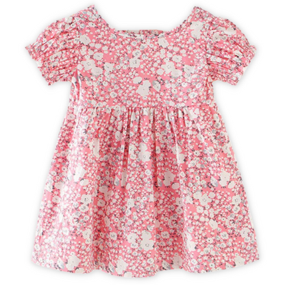 Nature Pattern Print Baby Girl Puff Sleeves Sundress