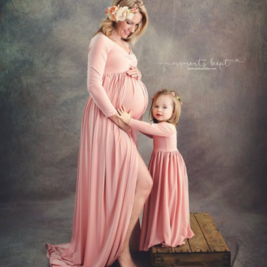 Off Shoulder Maternity Maxi Dress Mom and Me Matching Outfit