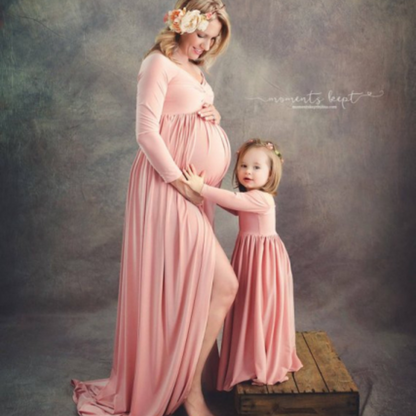Off Shoulder Maternity Maxi Dress Mom and Me Matching Outfit