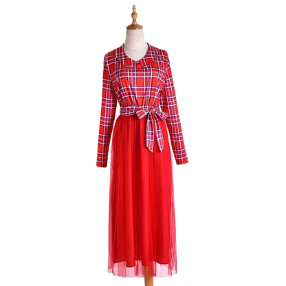 Plaid Long Sleeve Mommy and Me Matching Dress
