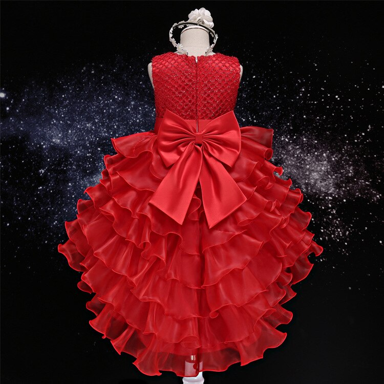 Long Back Puffy Ruffle Dress