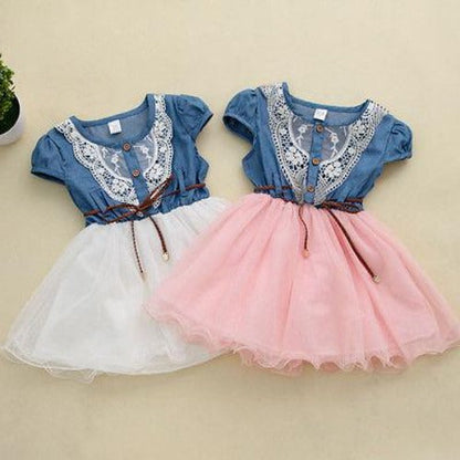 Denim Tulle Lace Dress