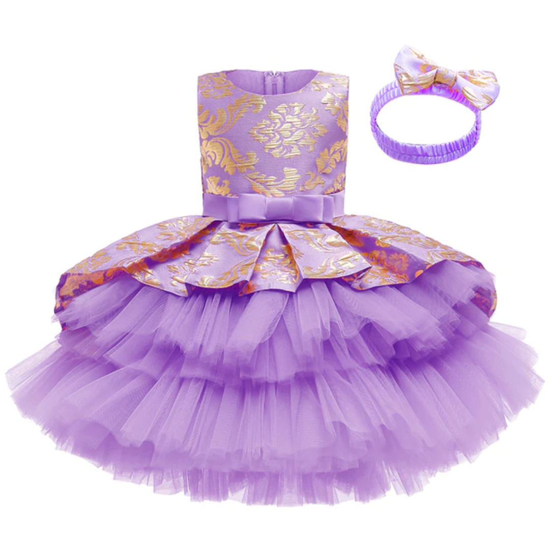 Layered Tutu Wedding Flower Girl Dress and Headband Set