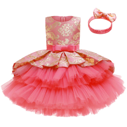 Layered Tutu Wedding Flower Girl Dress and Headband Set