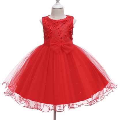 Multi Layer Mesh Beaded Top Wedding Flower Girl Party Dress