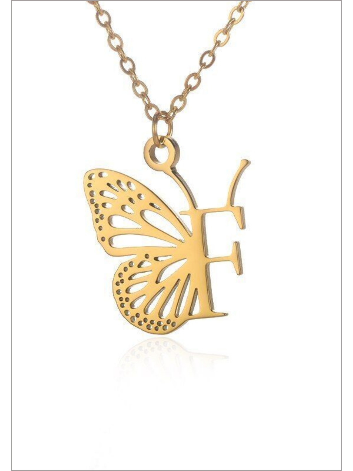 Girls Sweet Keepsake Butterfly Letter Pendant Necklace