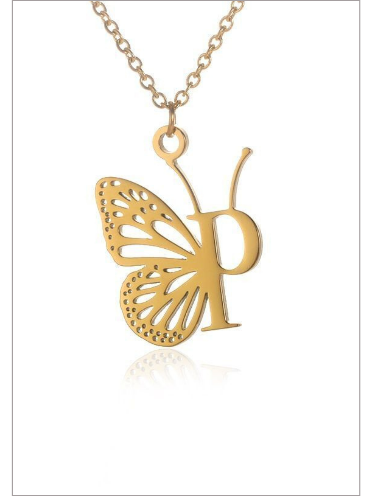 Girls Sweet Keepsake Butterfly Letter Pendant Necklace