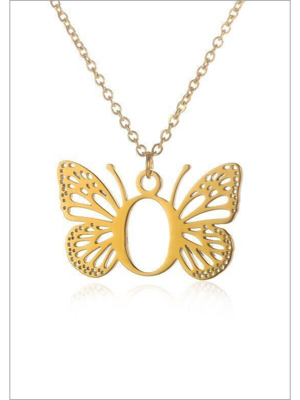 Girls Sweet Keepsake Butterfly Letter Pendant Necklace