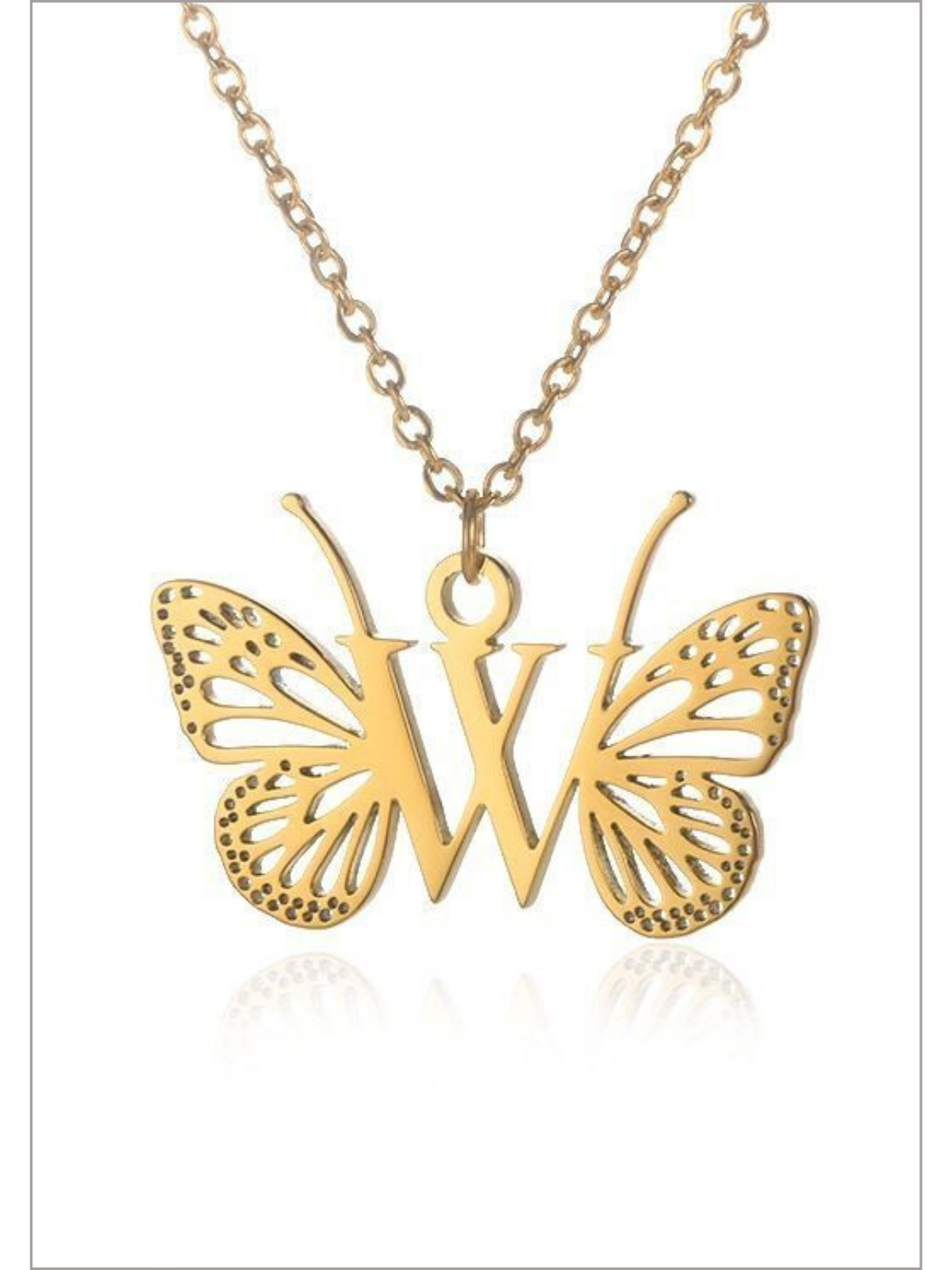 Girls Sweet Keepsake Butterfly Letter Pendant Necklace