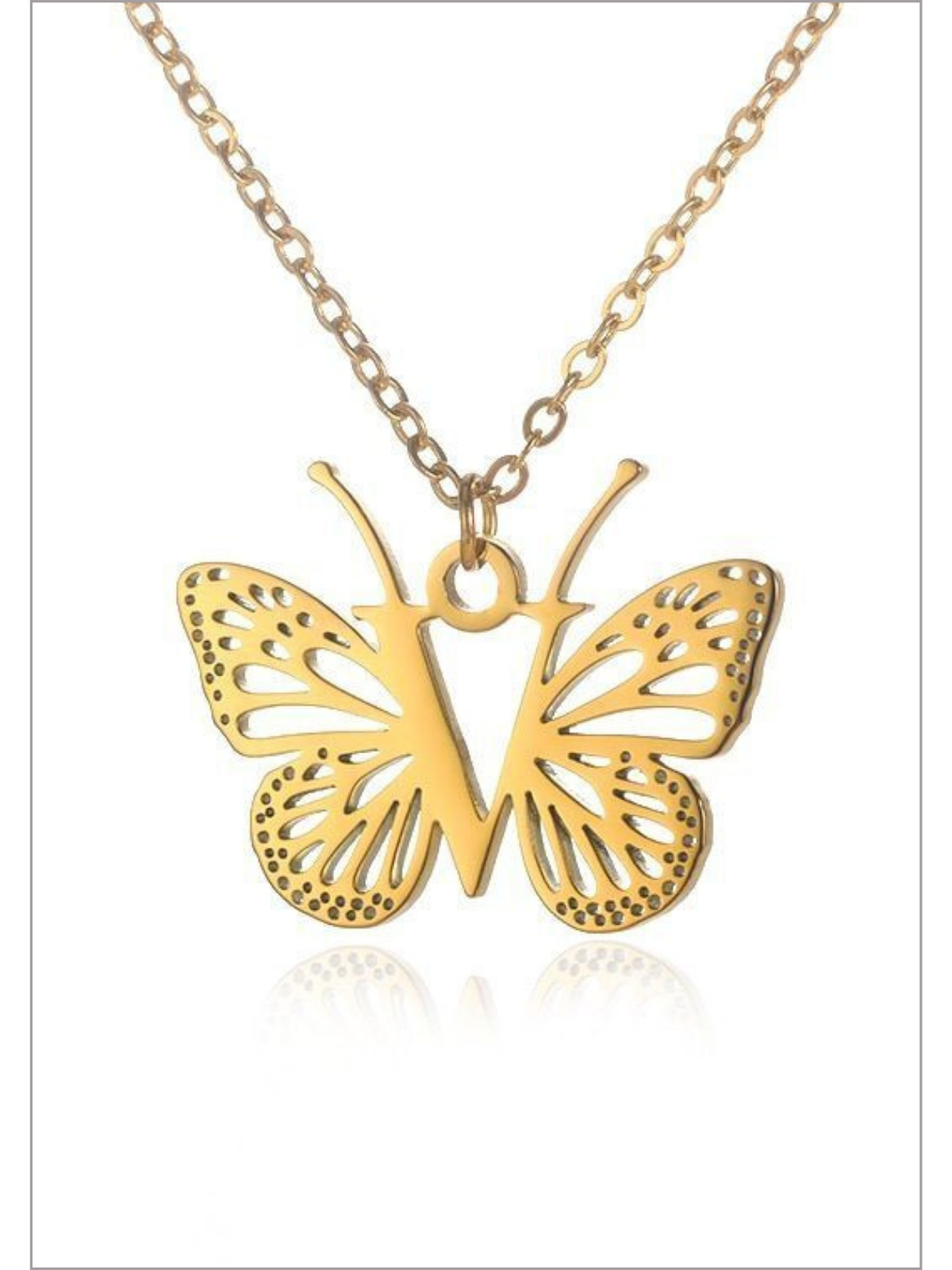 Girls Sweet Keepsake Butterfly Letter Pendant Necklace