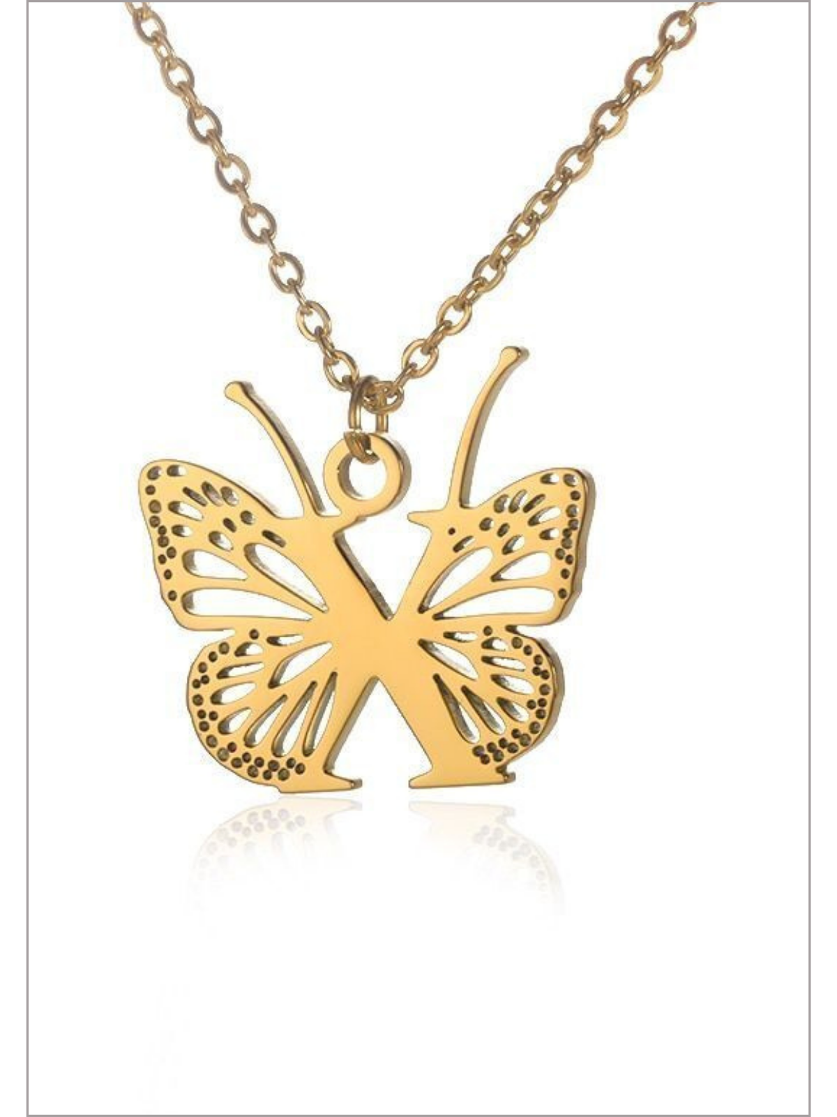 Girls Sweet Keepsake Butterfly Letter Pendant Necklace