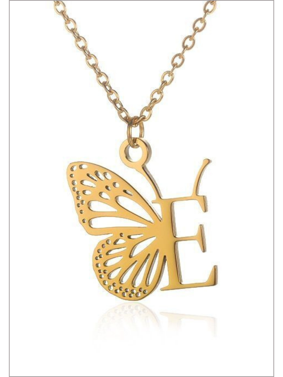 Girls Sweet Keepsake Butterfly Letter Pendant Necklace