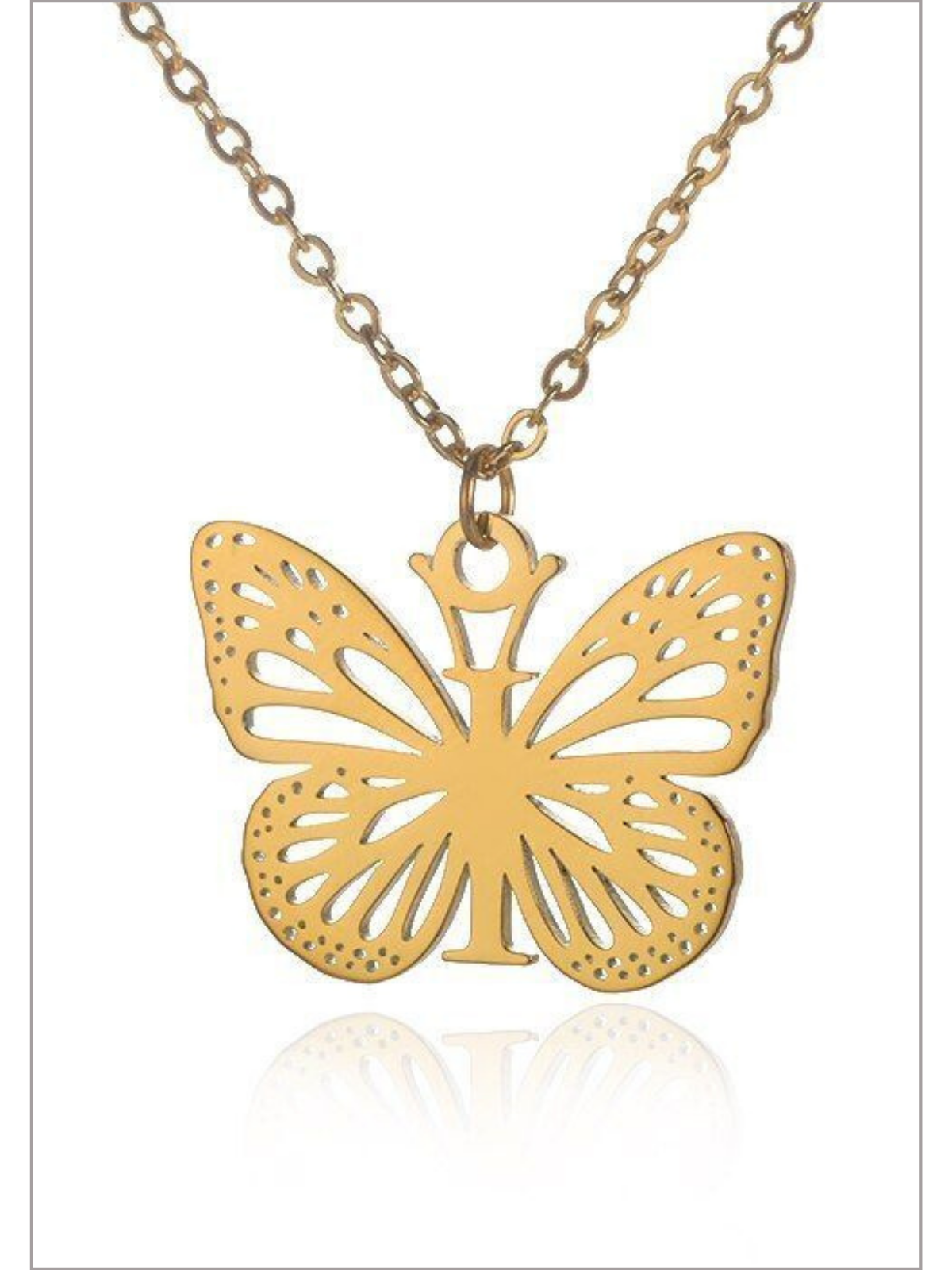 Girls Sweet Keepsake Butterfly Letter Pendant Necklace