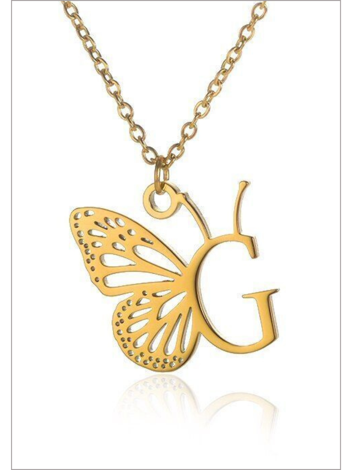 Girls Sweet Keepsake Butterfly Letter Pendant Necklace