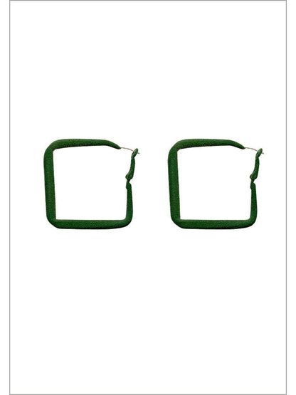 Enchanting Emerald Square Hoop Velvet Earrings