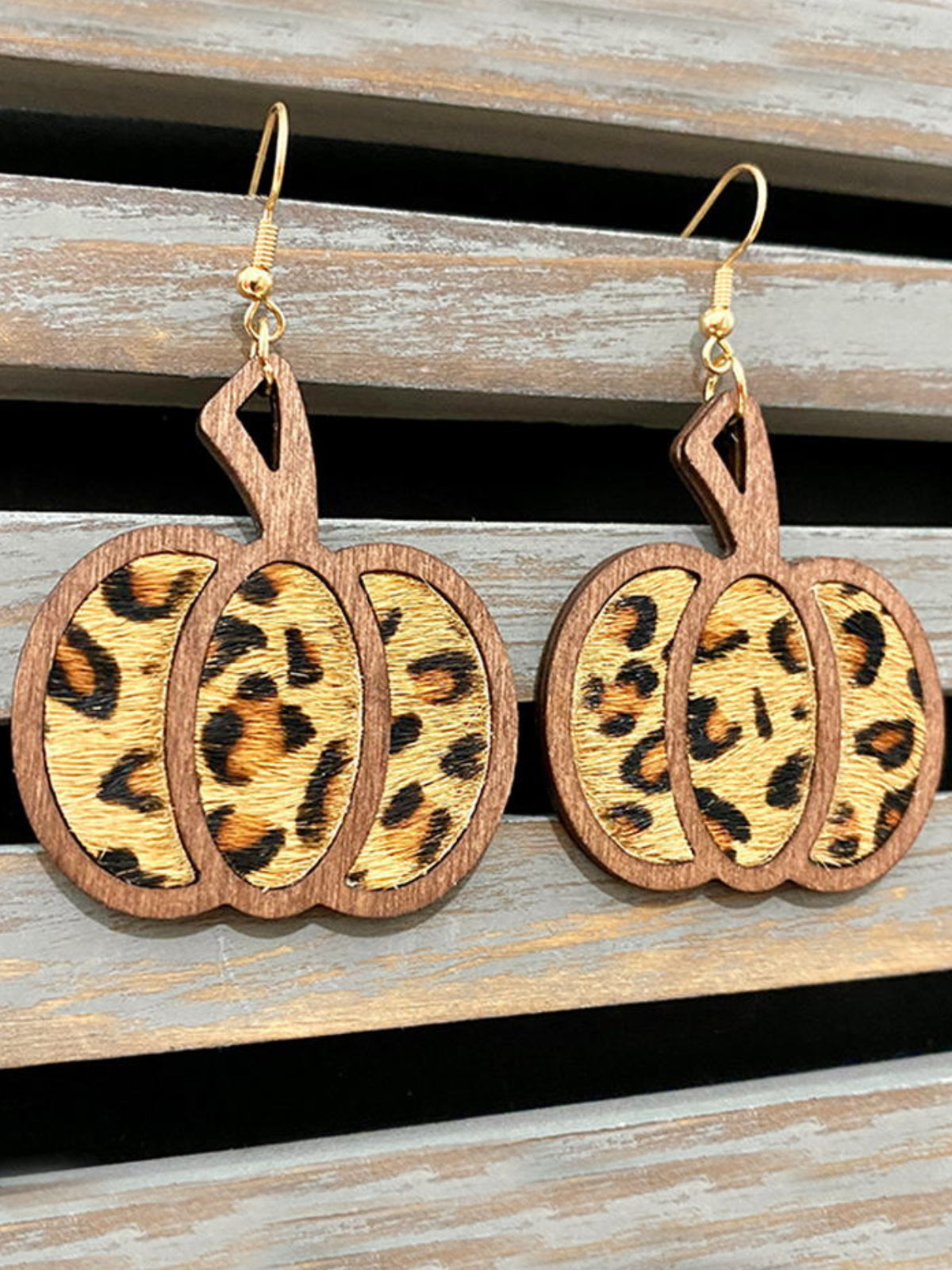 Girls Seasonal Charm Wood Pumpkin Earrings