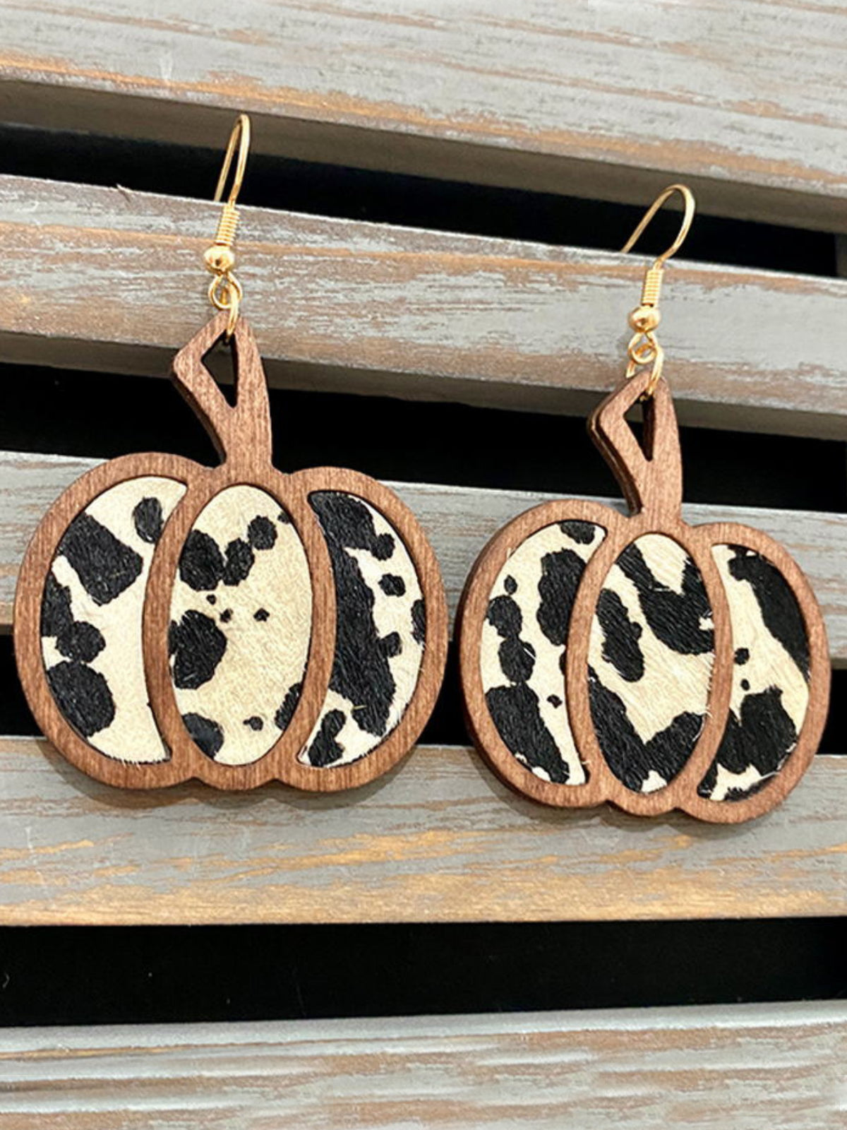 Girls Seasonal Charm Wood Pumpkin Earrings