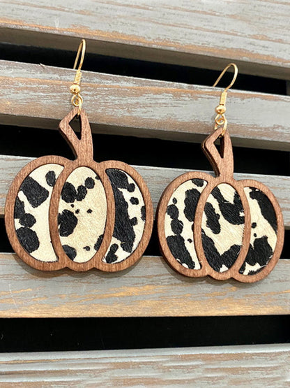 Girls Seasonal Charm Wood Pumpkin Earrings