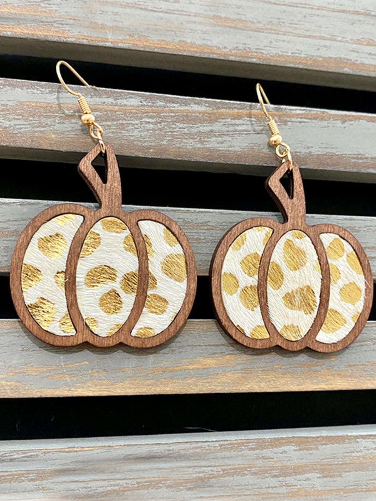 Girls Seasonal Charm Wood Pumpkin Earrings