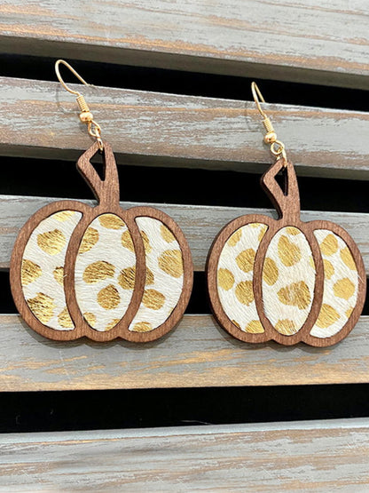 Girls Seasonal Charm Wood Pumpkin Earrings