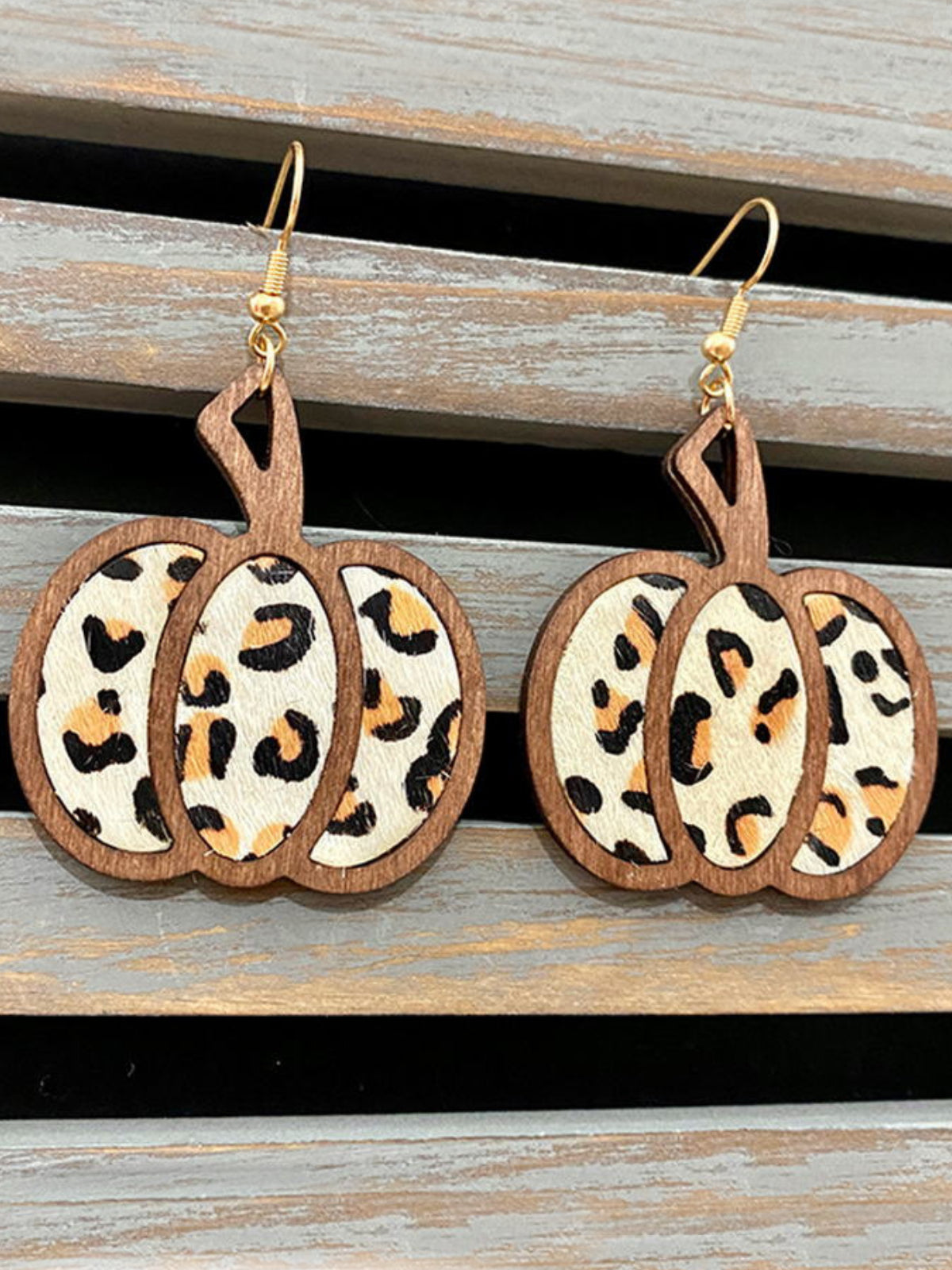 Girls Seasonal Charm Wood Pumpkin Earrings