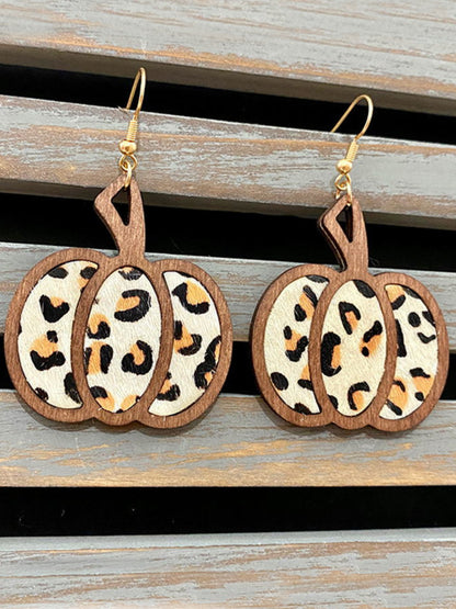Girls Seasonal Charm Wood Pumpkin Earrings