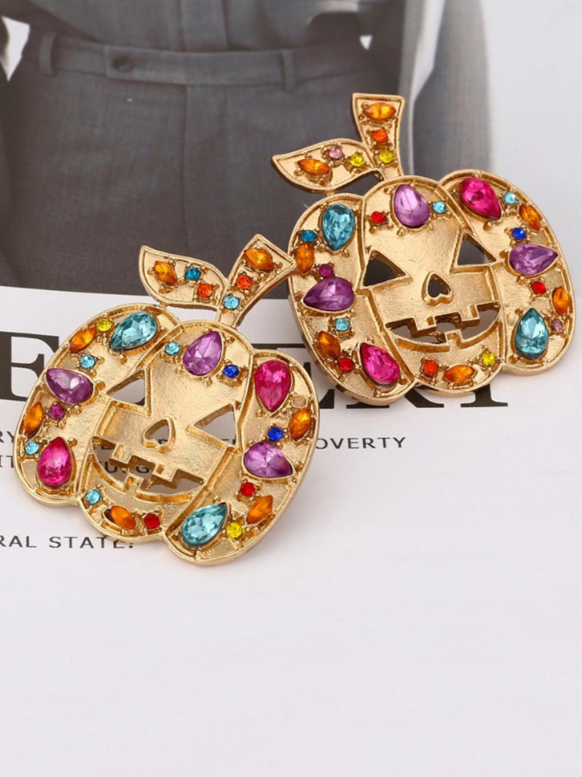 Pick Of The Patch Rhinestone Pumpkin Earrings