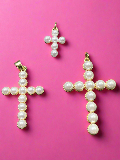 Giving Glory Pearled Cross Necklace Charms