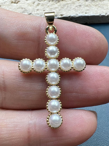 Giving Glory Pearled Cross Necklace Charms