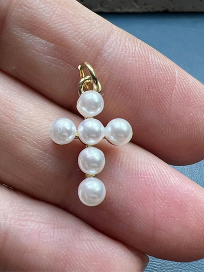 Giving Glory Pearled Cross Necklace Charms