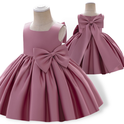Big Bow Design Silky Baby Girls Sleeveless Party Dress